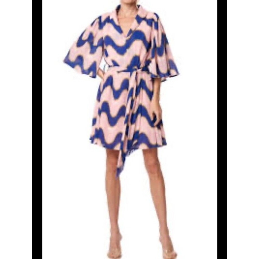 Ciebon Juni Wave Print Dress Size Small Pleated Extra Cute
